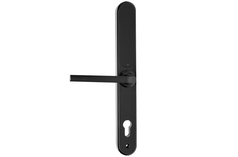 Klamka PSG Tappo 92, stal, SS304, trwała, odporna, Wewnętrzny panel inteligentnego zamka z czarną klamką.