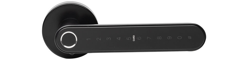 Klamka PSG Luma 63.821 Czarny, drewniane, aluminiowe, komfort, dyskretna, Panel dotykowy klamki z cyframi i czytnikiem linii papilarnych