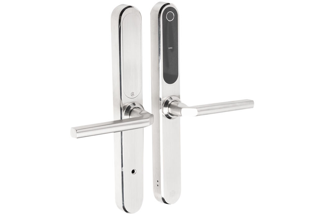 Klamka PSG Tucan Srebrny, klasyka, szyld, elegancka, smart, Szyldy zewnętrzny i wewnętrzny klamki smart w kolorze srebrnym