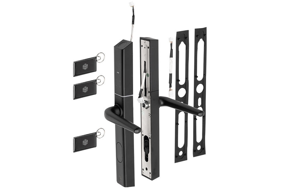 Klamka PSG Colibri 63.822.B Czarny, drewniane, aluminiowe, 35-60mm, AAA, Kompletny zestaw klamki smart z brelokami RFID i uszczelkami 