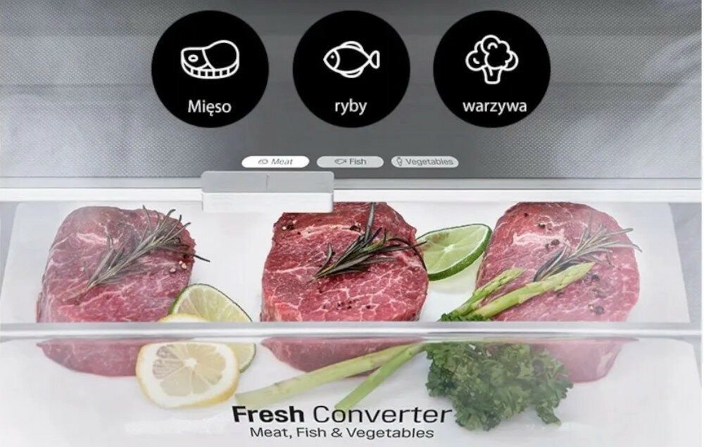 Lodówka LG GBB940DFQZT Nofrost Fresh converter warzywa owoce