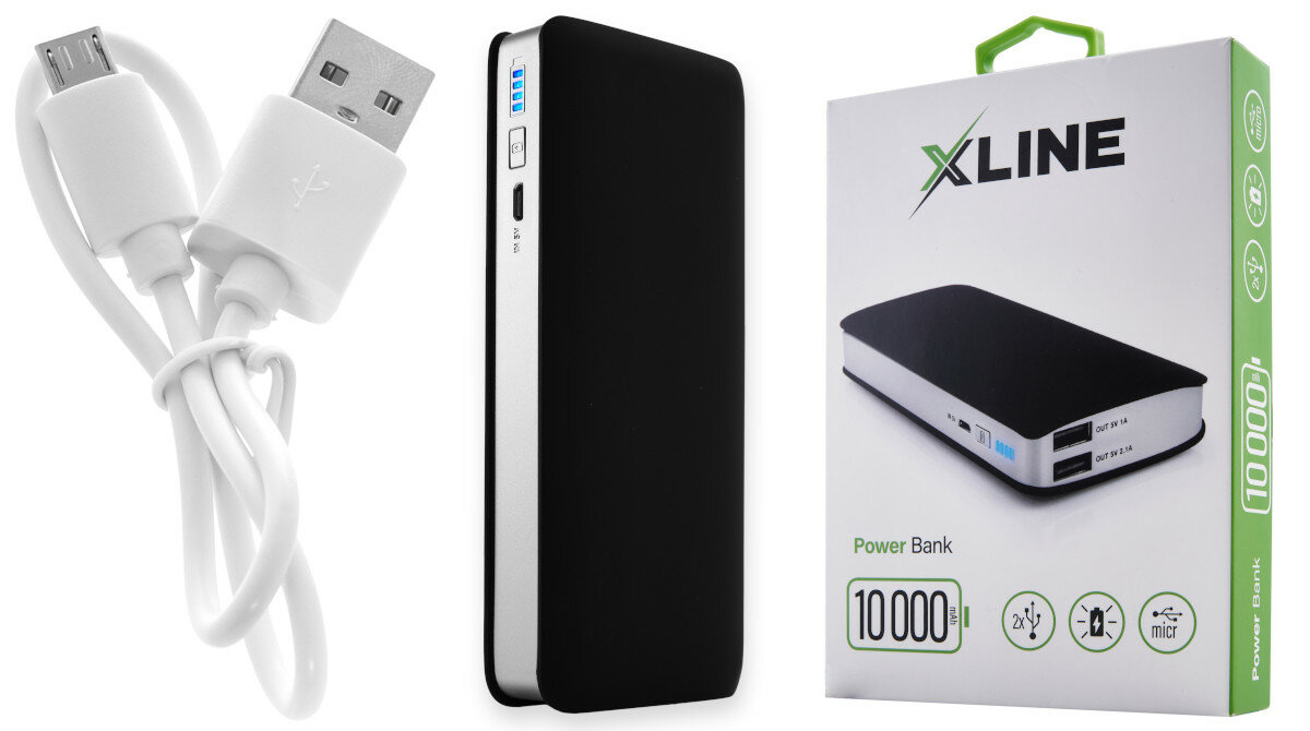 Powerbank XLINE 10 000 mAh Czarny usb lekki maly waga rozmiar