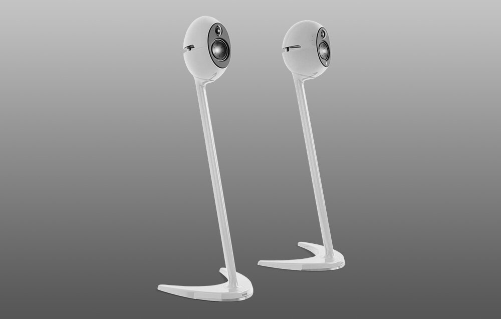 Stojak EDIFIER SS01C Czarny - stojaki na szarym tle - ochrona konstrukcja stabilnosc