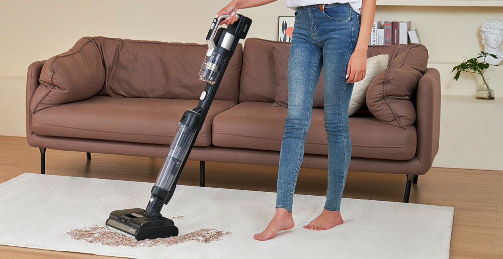 Odkurzacz JIMMY PW11 z aktywnym mopowaniem waga 4,3 kg kompaktowe wymiary 266 x 252 x 1069 mm łatwe przenoszenie i przechowywanie wygodne efektywne sprzątanie komfort funkcjonalność 