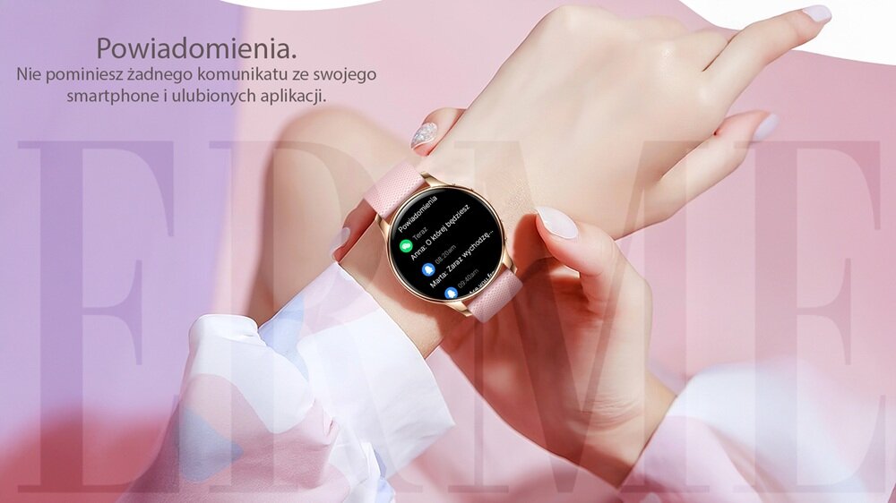 Smartwatch LUNA Erme Złoty kompatybilny ze smartfonami, pełna integracja z aplikacjami, bezprzewodowa łączność, odbieranie połączeń