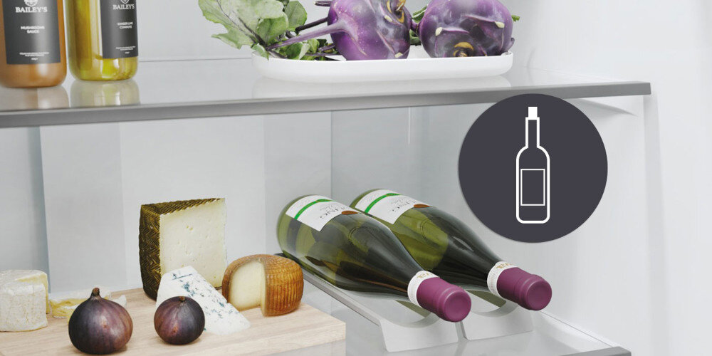 LODÓWKA CANDY CNCQ2T518EB ikona butelki grafika półka wino napoje bezpiecznie wygodnie stabilnie ochrona stabilność