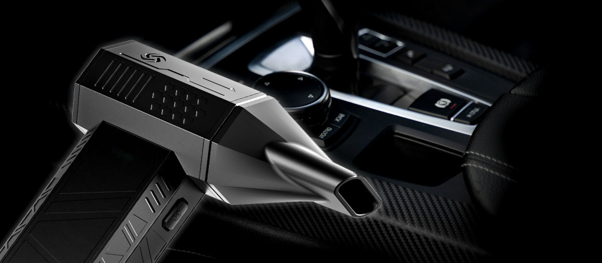 NAVITEL TF3 Compact JET Strumień powietrza kurz i zanieczyszczenia klawiatur, wentylatorów, portów sprężonego powietrza - dmuchawka na tle kokpitu auta