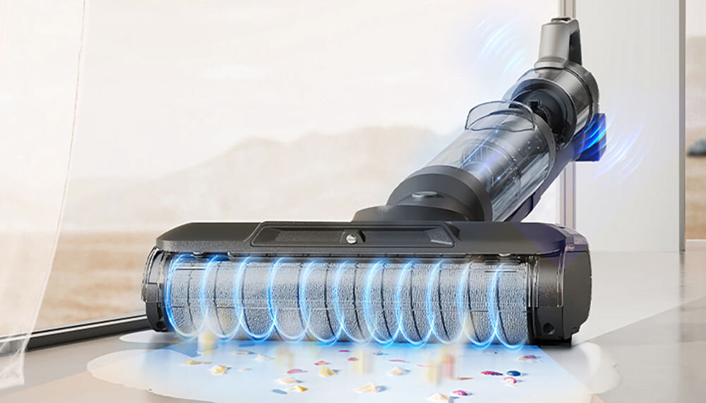 Odkurzacz JIMMY PW11 Pro z aktywnym mopowaniem podwójnie obrotowe szczotki skuteczność czyszczenia usuwanie kurzu brudu trudnych plam obracają się jednocześnie twarde podłogi dywany codzienne intensywne czyszczenie 