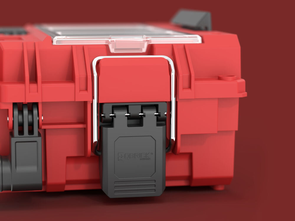 Skrzynia na narzędzia QBRICK PRIME Toolbox 250 Expert Red Ultra HD Custom skrzynia narzędziowa zapięcia metalowe konektory PRO