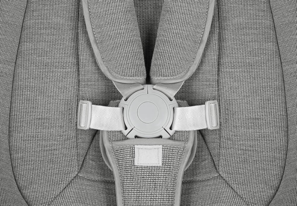 Bujaczek LIONELO Blossom Szary Stabilność i ochrona 5-punktowe pasy z miękkim obszyciem antypoślizgowe elementy