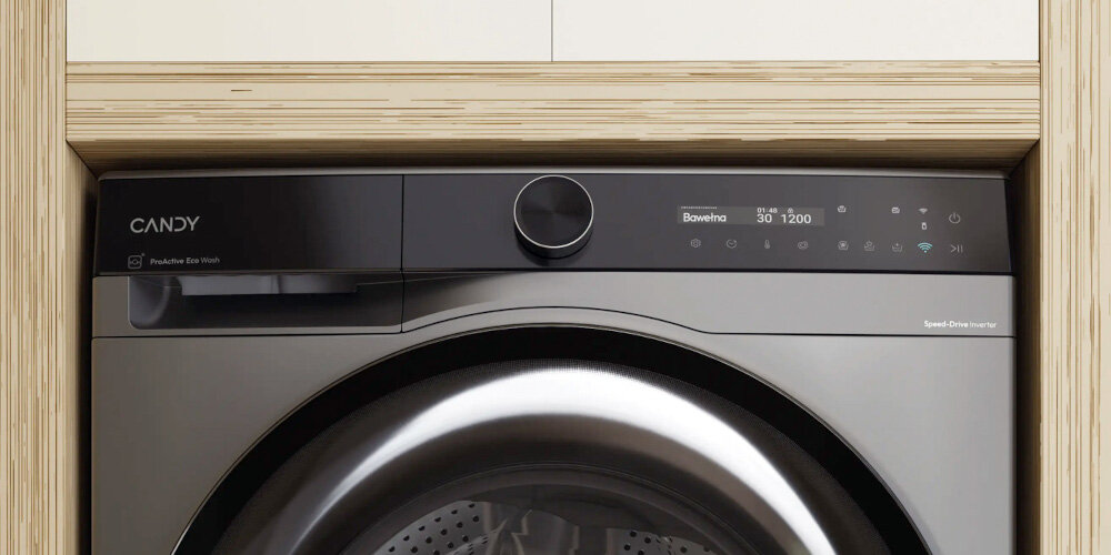 Pralka CANDY AI BS 49SB8G-S Wyświetlacz LCD intuicyjny Przejrzyste ikony łatwe sterowanie otwór załadunkowy