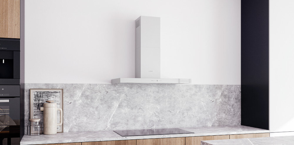 OKAP GLOBALO Lonatio 90.1 biały montaż przyścienny kolor biały stal nierdzewna jakość wygląd cicha praca wydajny