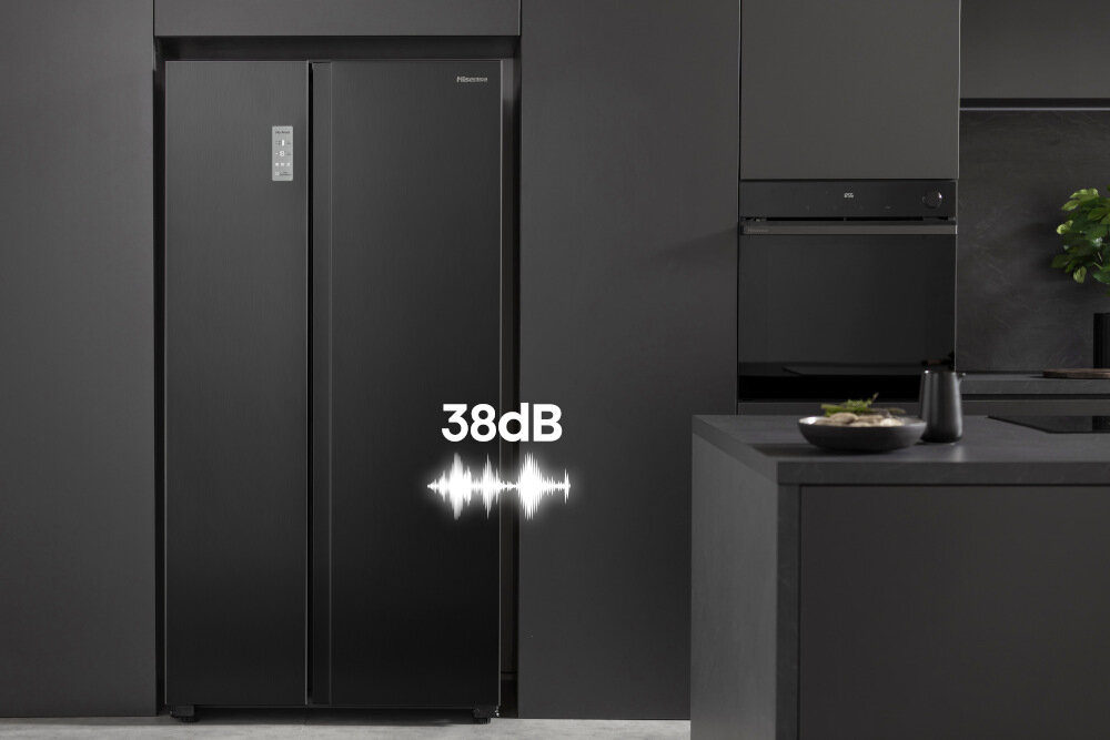 Lodowka HISENSE RS711N4AFE Side by side Nofrost 178.6cm Czarna cicha praca