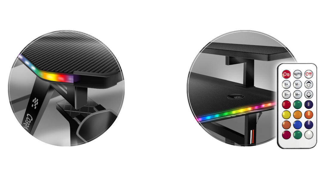 Biurko COBRA CRF4010RGB Czarny podświetlenie RGB sterowanie za pomocą pilota