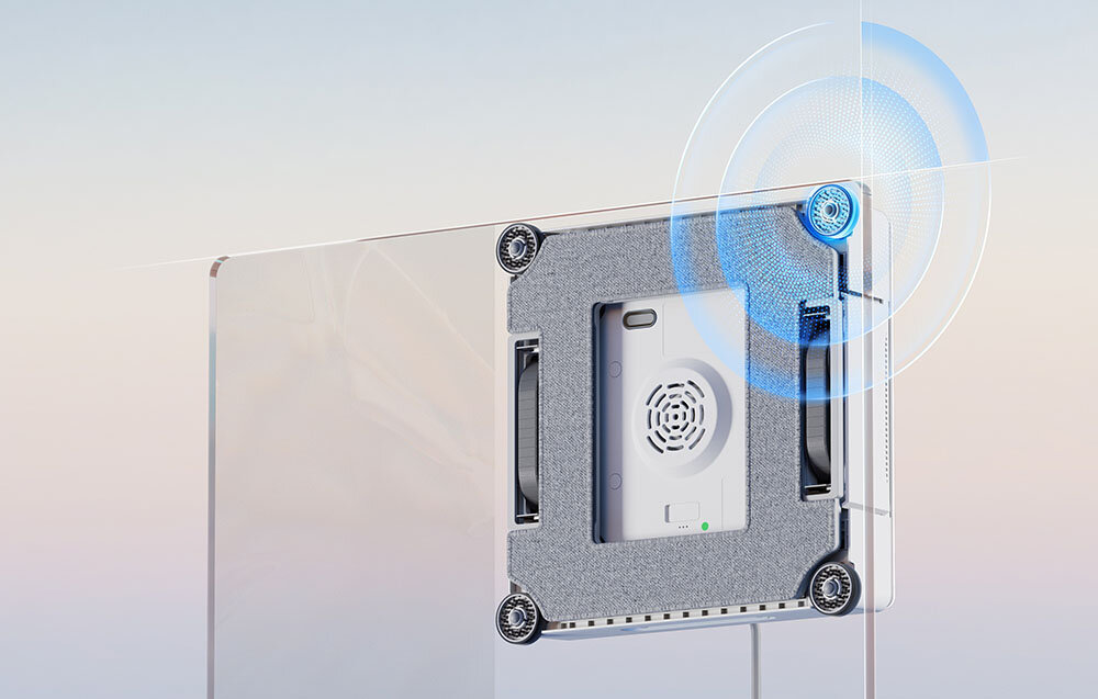 Robot do mycia okien DREAME C1 Wszechstronne zastosowanie z myślą o różnych typach powierzchni Czujniki automatycznie rozpoznają nachylenie powierzchni i dobierają tryb pracy z pionowymi, jak i lekko pochylonymi obszarami