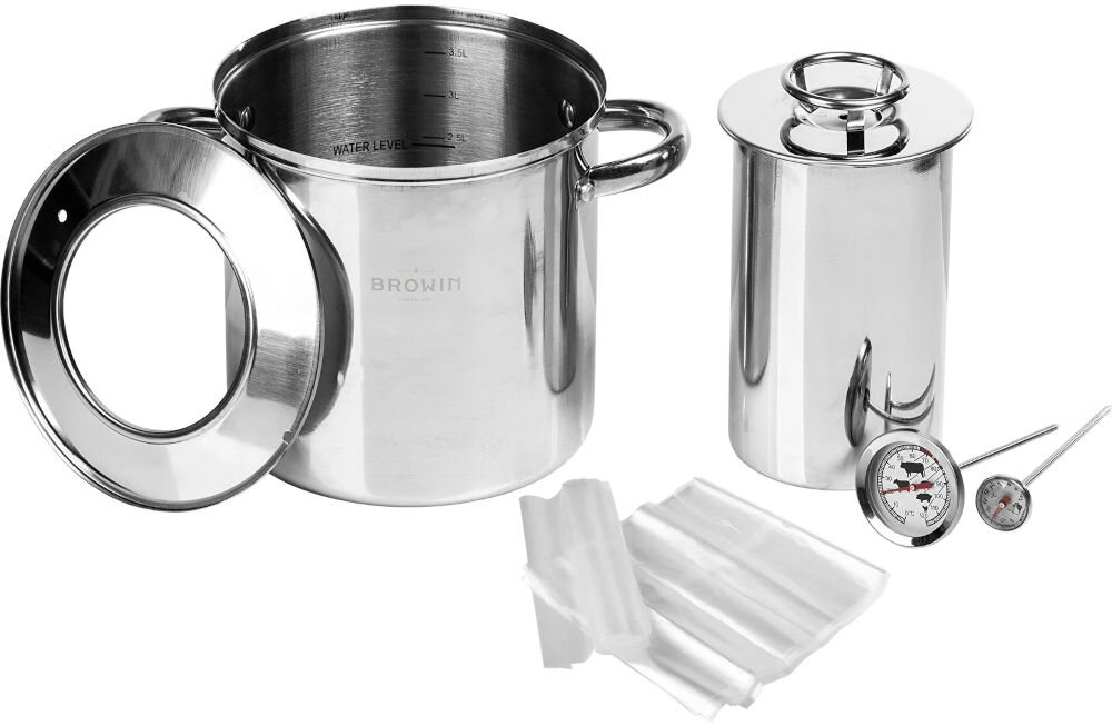 Szynkowar w płaszczu wodnym BROWIN 1,5kg 313016 garnek 4 l worki 10 szt 2 termometry kołnierz dokumentacja.