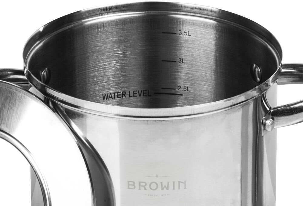 Szynkowar w płaszczu wodnym BROWIN 1,5kg 313016 wytrzymała stal nierdzewna pełne bezpieczeństwo odporność na korozję niezawodne narzędzie kuchenne solidnośc trwałość 