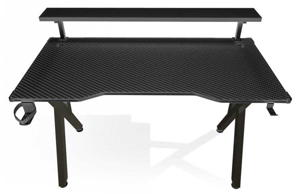 Biurko COBRA CRF4010RGB Czarny tekstura z włókna węglowego 3D z zaawansowaną technologią połoki UV wyrzymałe odporne na zadrapania efektowny wygląd wodoodporne regulowane stopy dodatkowa półka na ekrean monitora