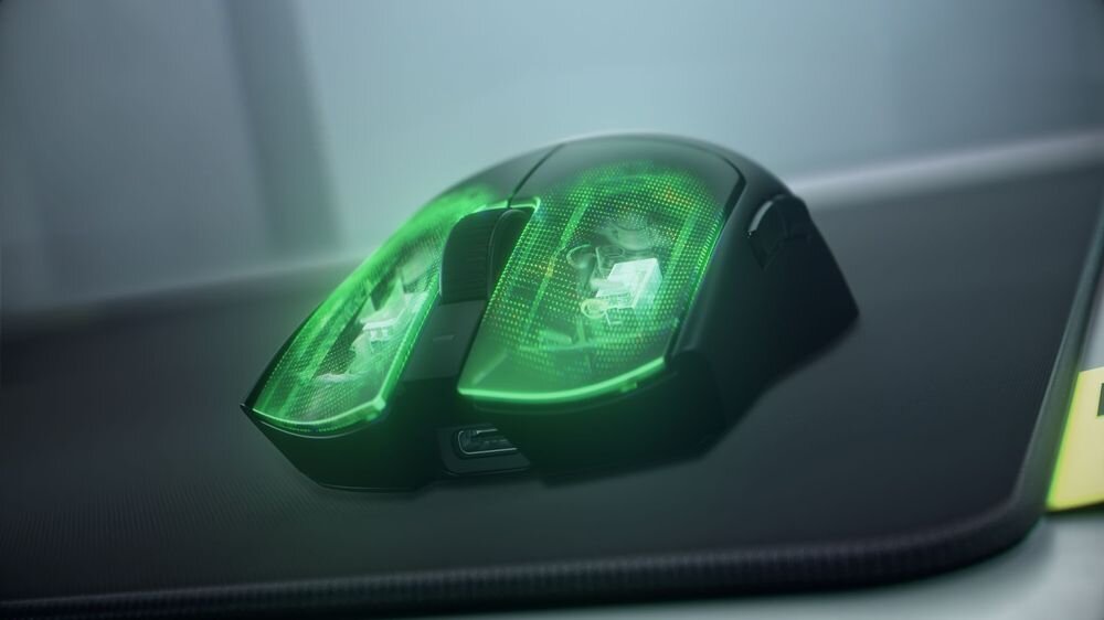 RAZER Viper V4 Pro Przełączniki optyczne 4. generacji 100 milionów kliknięć - grafika z przezroczystymi klawiszami i widocznymi przełącznikami