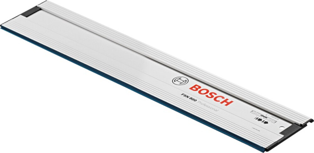 Szyna prowadząca BOSCH FSN 800 pewność idealnie równego cięcia i precyzyjnego prowadzenia samocentrujące elementy łączące VEL osłony przeciwodpryskowe taśmy mocujące