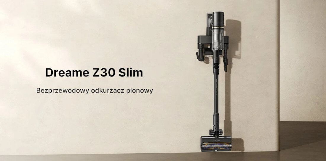 Odkurzacz DREAME Z30 Slim zdjęcie lifestyle prezentacja odkurzacza na stacji Skuteczne sprzątanie domu