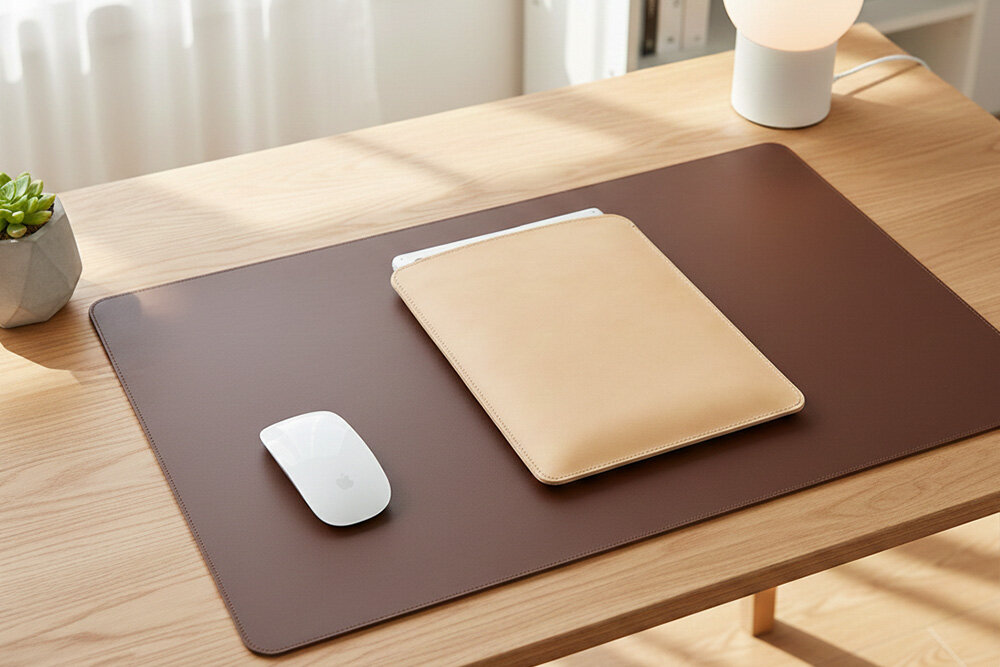 Etui skórzane Baltan 2w1 podkładka na mysz funkcjonalność trzymane w ręku park spacer lifestyle