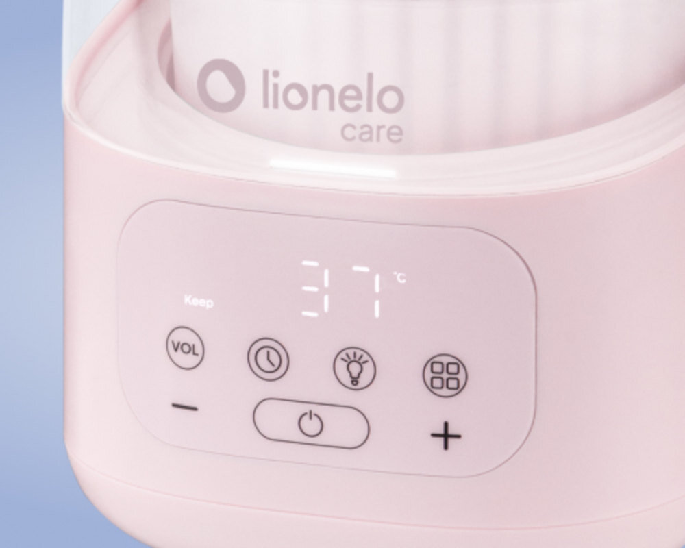 Podgrzewacz do butelek LIONELO Thermup 4.0 Różowy zdjęcie lifestyle  Komfort po zmroku lampka nocna z trzema poziomami jasności bez włączania głównego światła