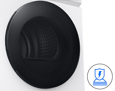 Suszarka Samsung Bespoke AI 9kg DV90DB7845GWU4 ma drzwi z hartowanego szkła, zapewniając elegancję, trwałość i bezpieczeństwo.