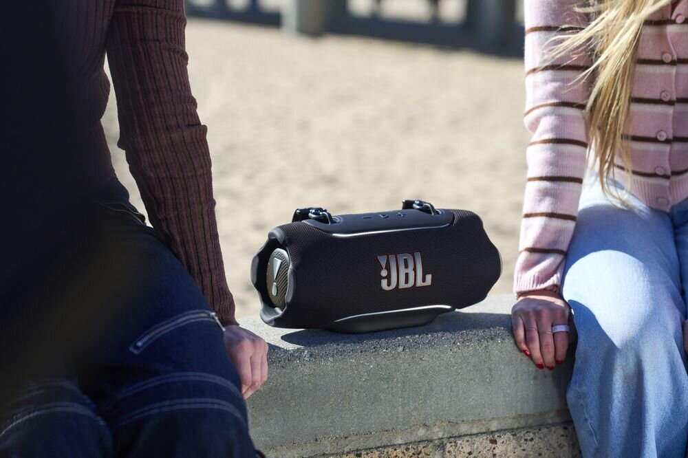 Głośnik mobilny JBL Xtreme 5 28 godzin pracy Playtime Boost szybkie ładowanie bateria, głośnik mobilny stojący na murku