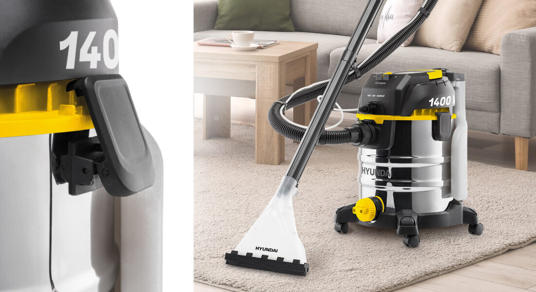 Odkurzacz piorący HYUNDAI VC5850 Sprzątanie w czterech trybach  4 w 1 na sucho i mokro  prać dywany i tapicerkę myć okna z odsysaniem wody Silnik 1400 W w krótkim czasie