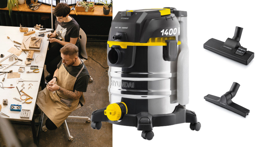 Odkurzacz piorący HYUNDAI VC5850 Wszechstronne akcesoria Końcówki do podłóg, dywanów, tapicerki, szczelin i okien powierzchnia jest higienicznie czysta pojemność