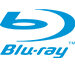 Logo Blu-ray w kolorze niebieskim na białym tle.