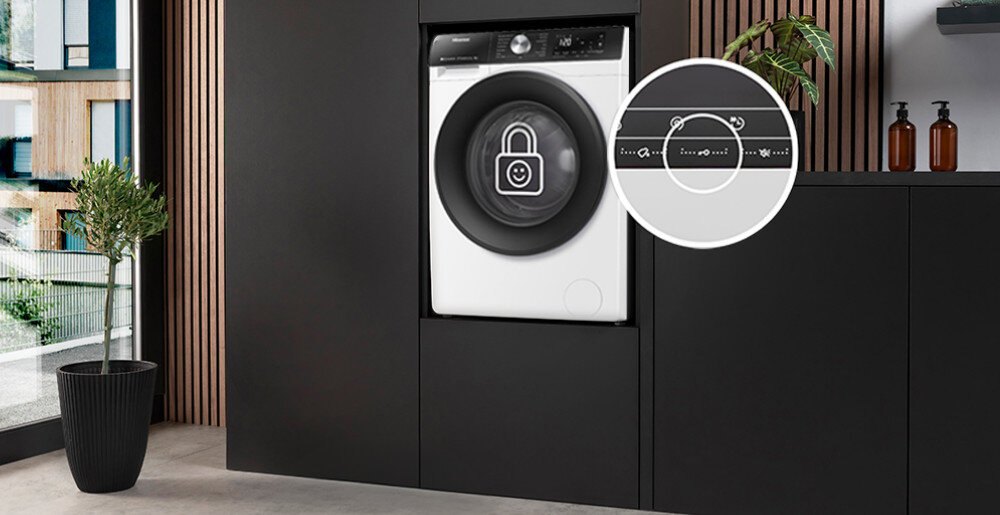 PRALKA HISENSE FRONT WF3S8043BW3 Blokada sterowania panel blokowanie bezpieczeństwo dzieci ochrona