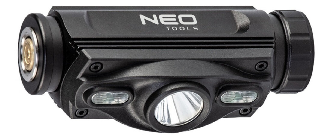 Latarka czołowa NEO 99-028 zasilanie akumlator Li-Ion pojemność dioda LED CREE L2  strumień zasięg 5 funkcji świecenia wykonanie zasilanie opaska na głowe kabel USB