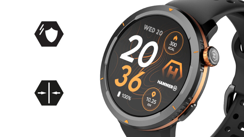 Smartwatch HAMMER Watch 2 Lite Czarno-pomarańczowy obraz ekran amoled wyswietlacz