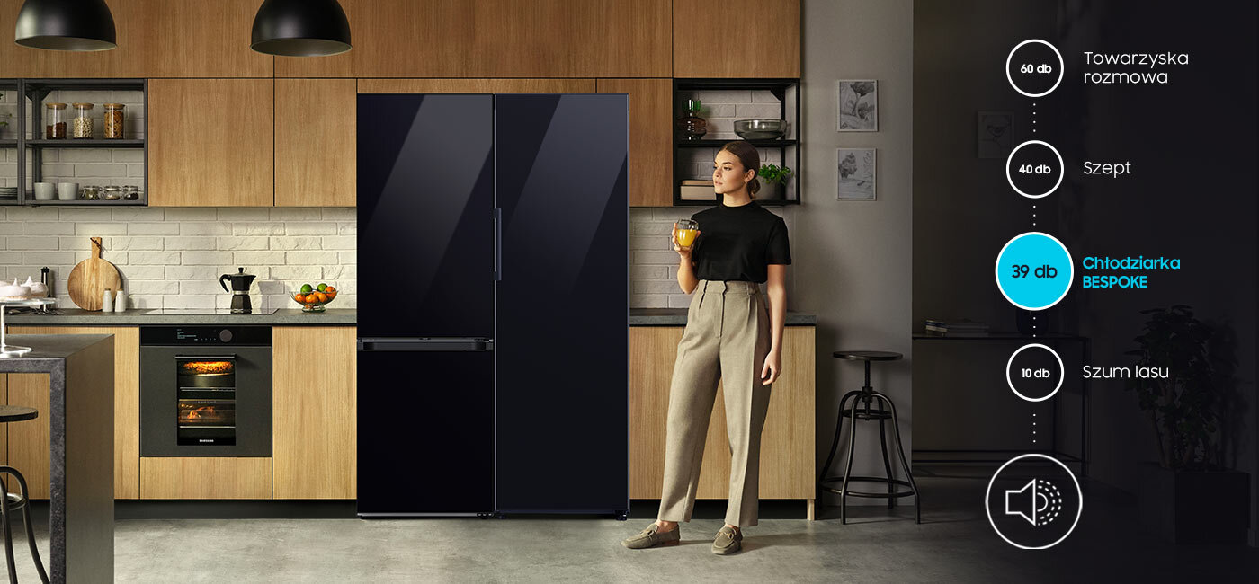 39 dB wydawane przez chłodziarkę Samsung Bespoke porównane z innymi dźwiękami