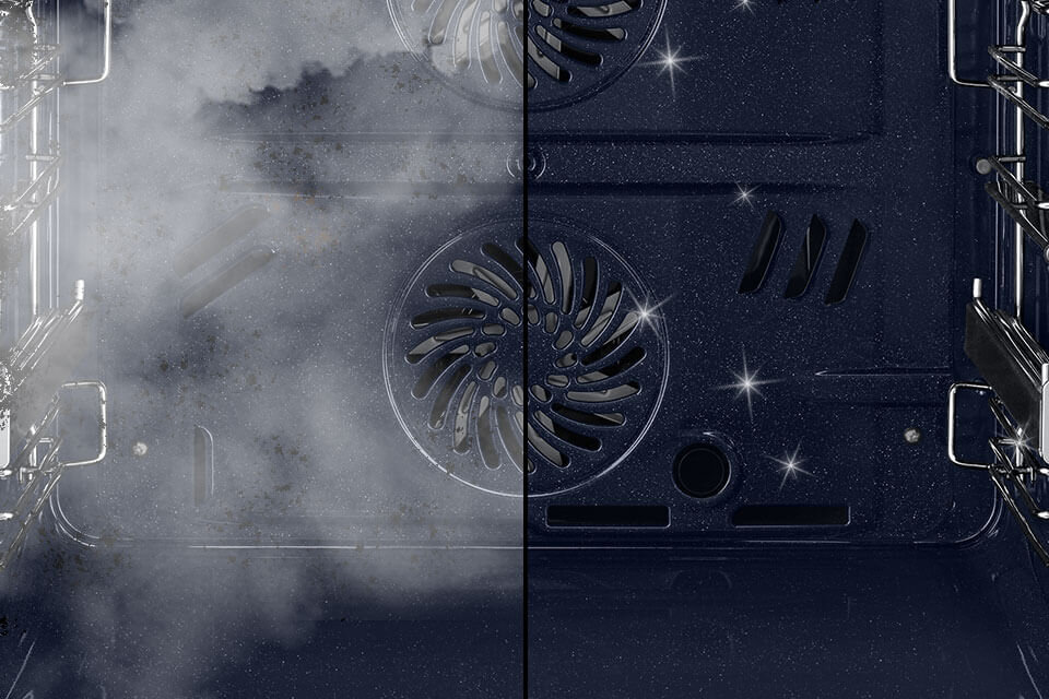 Piekarnik parowy NV7B57508AB Samsung: Media Expert - fotografia - czyszczenie parowe