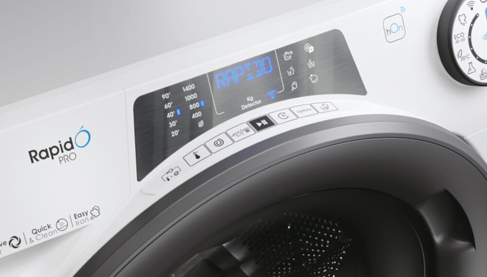 Pralka CANDY RP4 476BWMR/1-S RapidÓ Pro 7kg 1400 obr Wyświetlacz design wygląd programy elegancja