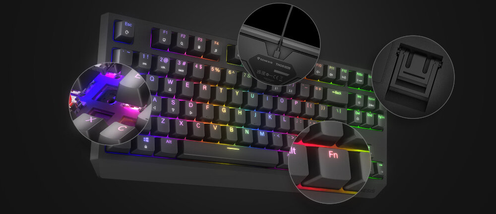 Klawiatura GENESIS Thor 230 TKL podwójne rozkładane nóżki