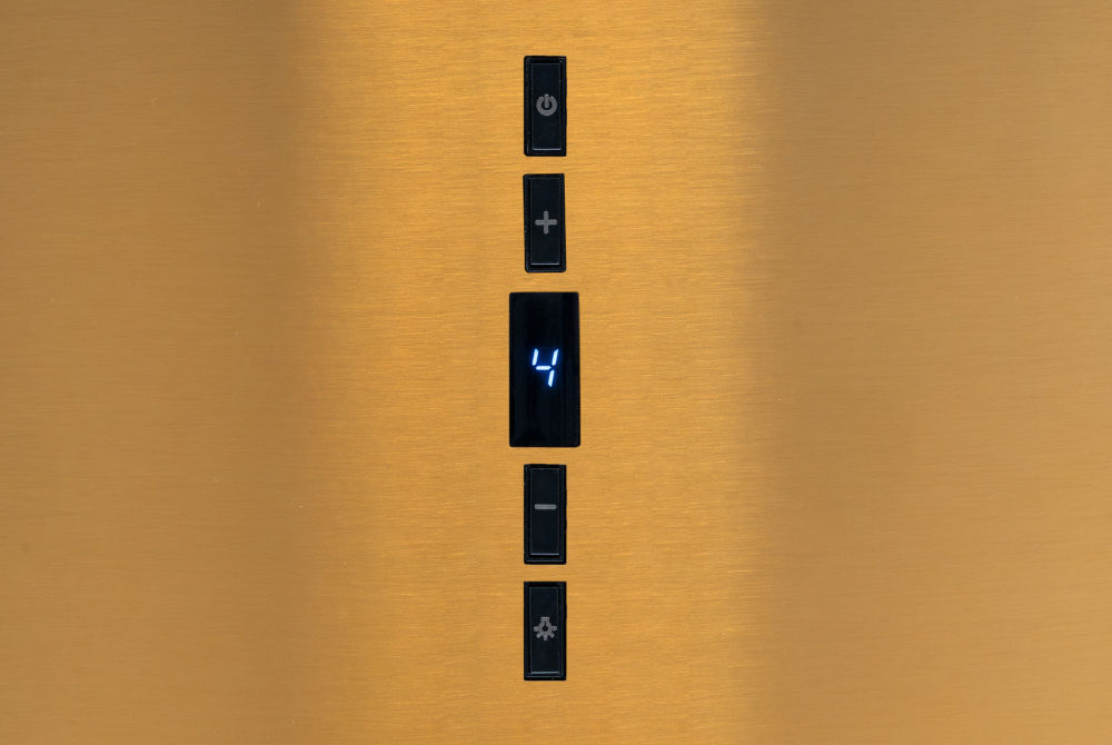 Okap GÖTZE & JENSEN IH700GS Złoty przepływ powietrza panel sterowania