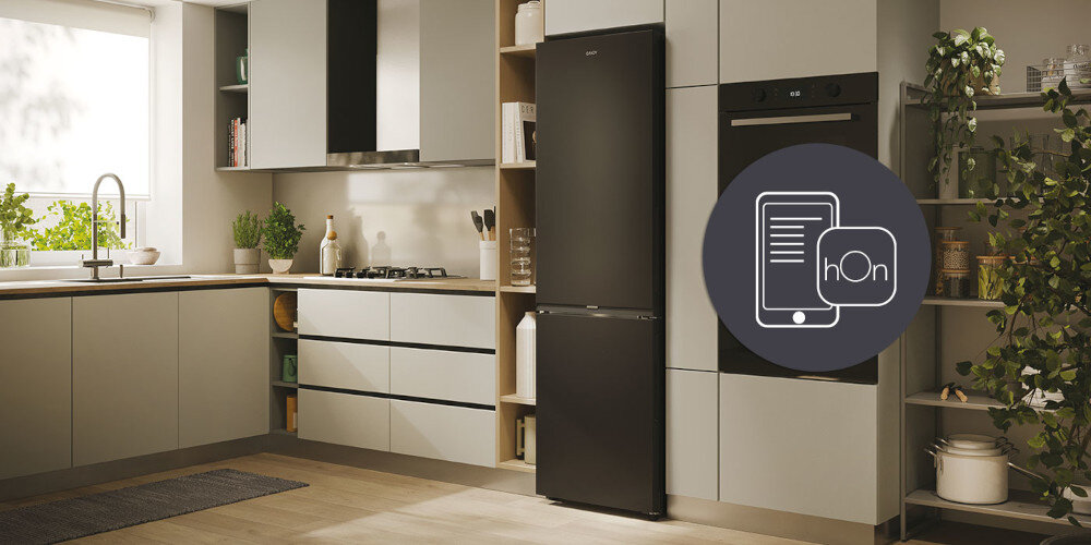 LODÓWKA CANDY CNCQ2T518EB hOn ikona grafika telefon aplikacja zdalne połączenie świeżość jakość wskazówki porady