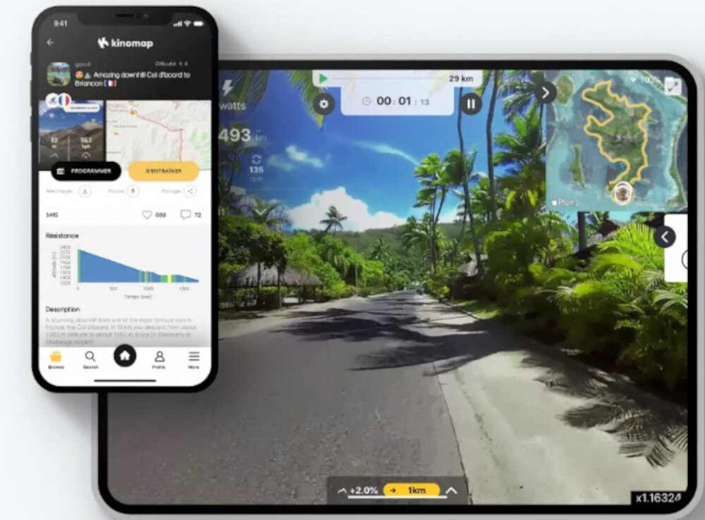 Rower magnetyczny KETTLER Hoi Ride Szary wbudowane moduly Bluetooth ANT+ aplikacje Zwift Kinomap FTMS na Android i iOS trening w wirtualnym swiecie uchwyt na telefon