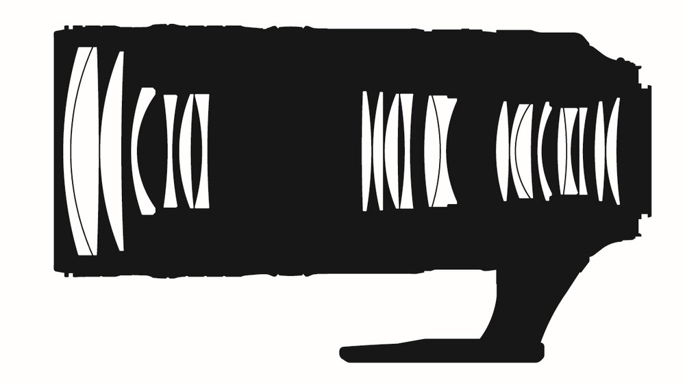 Obiektyw NIKON AF-S Nikkor 70-200 mm F-2.8E FL ED VR  schemat optyki  