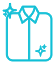 Ikona przedstawia niebieski symbol koszuli z gwiazdkami, sugerujący funkcję związaną z praniem lub pielęgnacją odzieży.