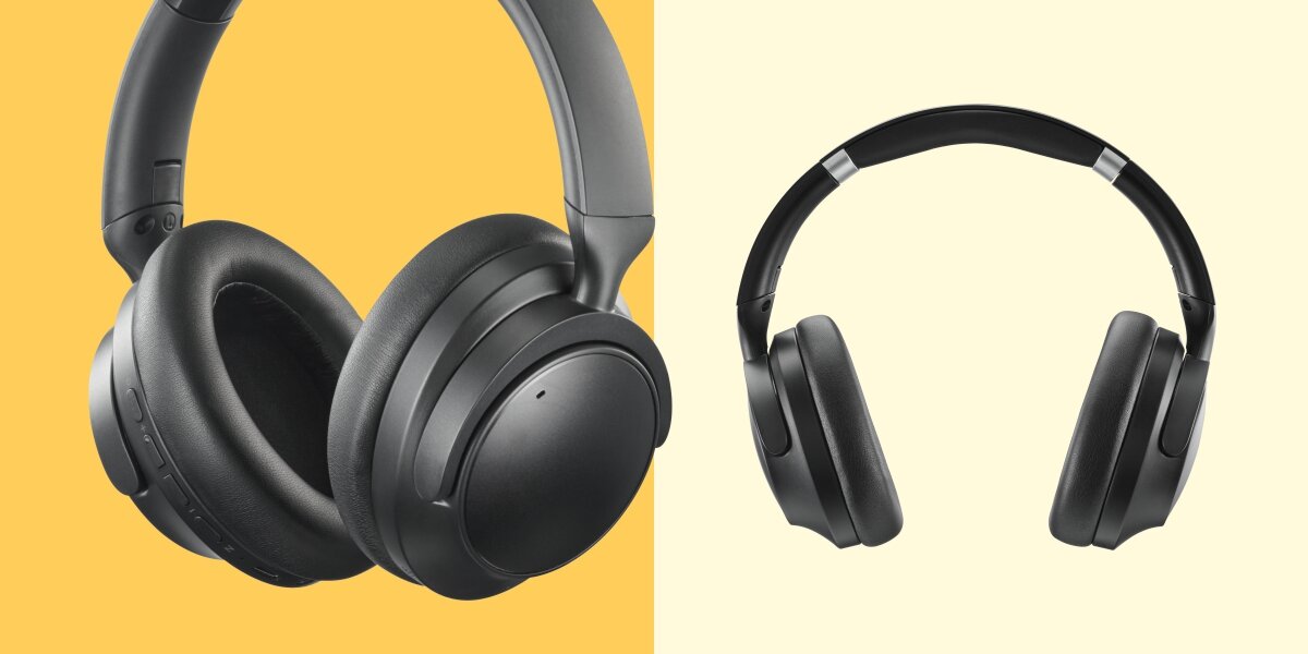 Słuchawki nauszne HAMA Spirit Silent ANC - Komfort i mobilność, regulowany pałąk, Składana konstrukcja, słuchawki nauszne po skosie na żółtym tle