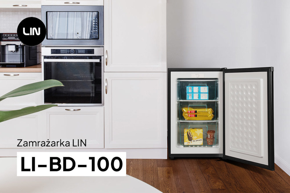 ZAMRAŻARKA LIN LI-BD-100 CZARNA Zdolność zamrażania 4,5 kg/24h Dostępny w dwóch kolorach czarny biały wygląd Wymiary 85 cm x 54,4 cm x 54 cm styl kolory design elegancki uniwersalność stosunkowo cicha praca poziom głośności 45 dB klasa energetyczna E oszczędność enerrgii roczne zużycie energii 180 kWh oszczędne urządzenie przyjazne dla środowiska Elastyczność w umiejscowieniu Możliwość zmiany kierunku otwierania wygodne funkcjonalne rozwiązanie dopasowanie do pomieszczenia Proste i intuicyjne sterowanie klasyczne pokrętło sterujące dostosowanie temperatury intuicyjne rozwiązanie łatwa bezproblemowa obsługa niezawodność Przemyślany układ wnętrza pojemność 100 litrów 3 pojemne szuflady Regulowane nóżki stabilność instalacja
