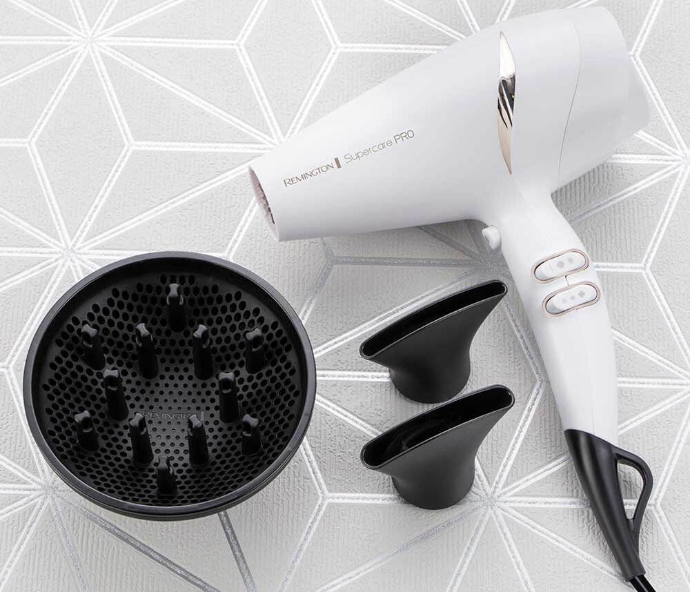 Suszarka REMINGTON SuperCare Pro AC7200W koncentraktor dodatek głęboki dyfuzor akcesoria możliwości