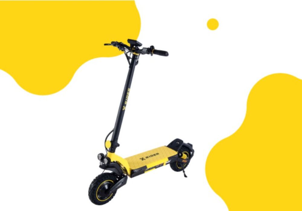 Hulajnoga elektryczna XRIDER F10 Pro Czarno-żółty jazda na prad srodek codziennego transportu