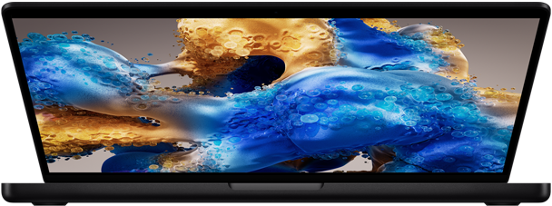 Lekko otwarty MacBook Pro z ekranem tętniącym kolorami