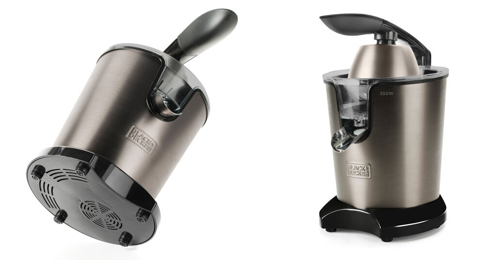 Wyciskarka do cytrusów BLACK&DECKER BXCJ350E stabilna konstrukcja, bezpieczne użytkowanie, stal nierdzewna, łatwe utrzymanie czystości